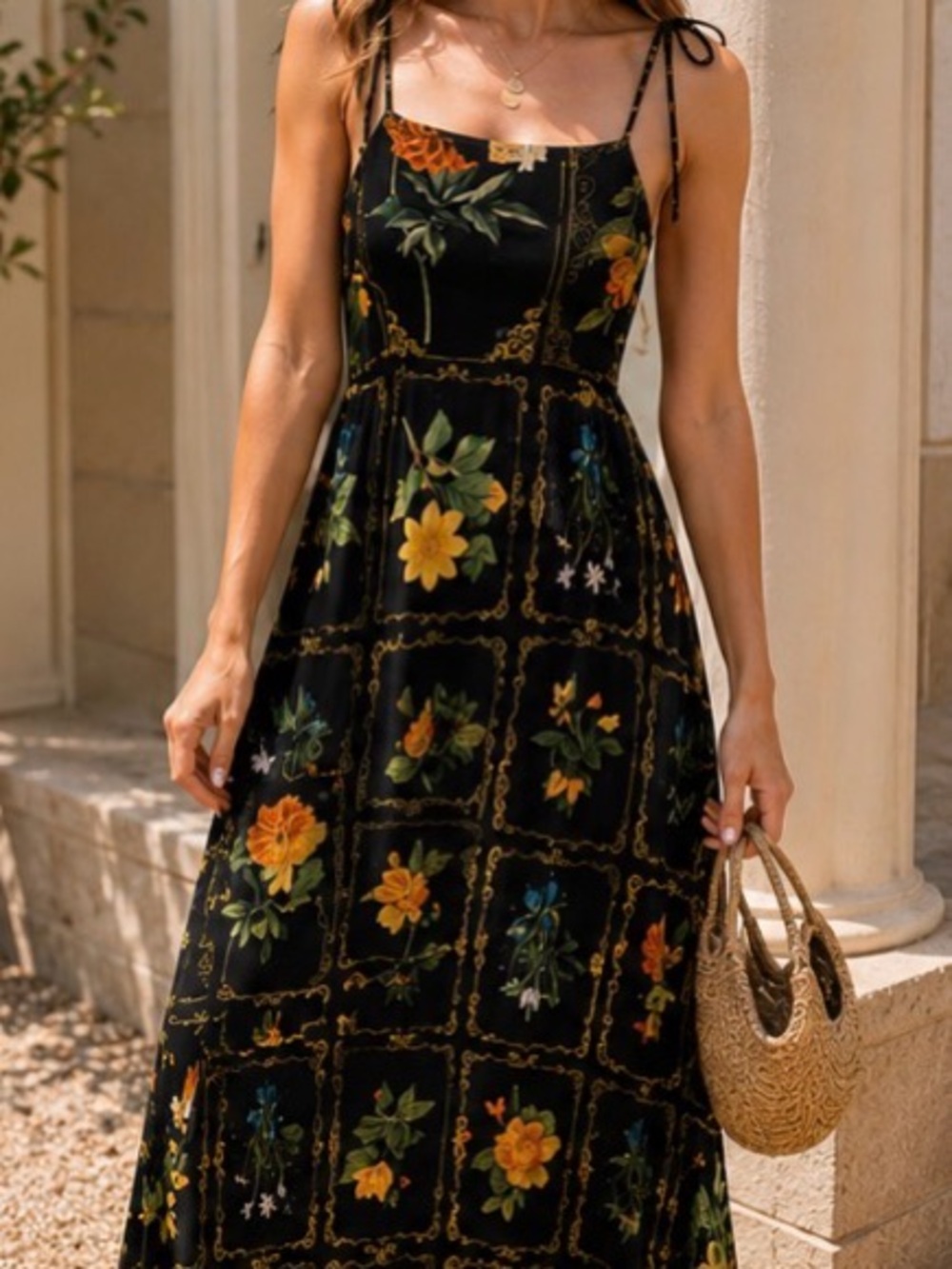 By Anthropologie Botanical Patchwork Floral Open Back Maxi Dress 100% - Picture 2 of 5